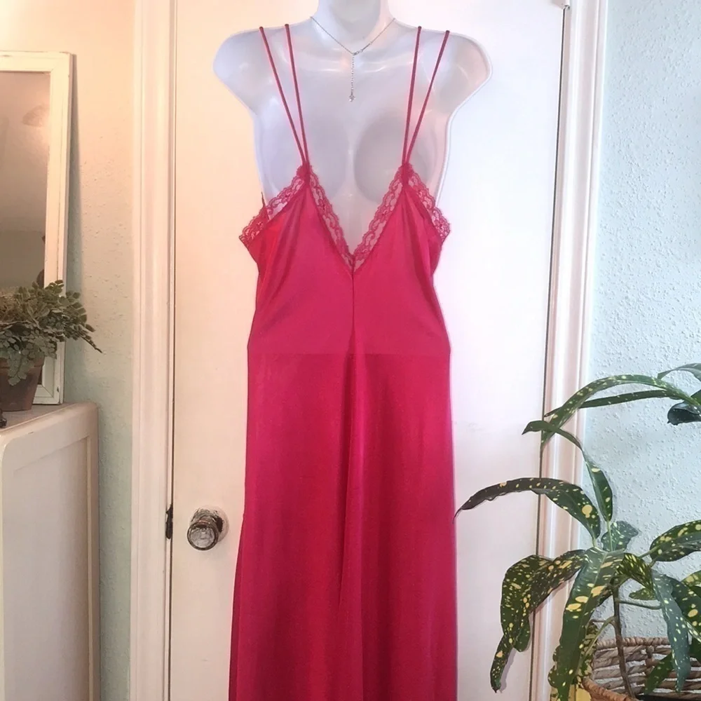 Vintage Vandemere Pink Lace Long Nightgown Size Large
